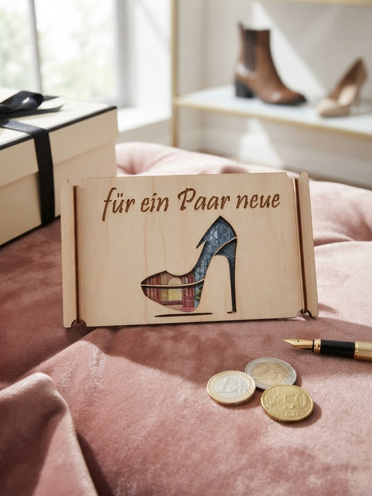 Holz-Geldkarte „Für ein Paar neue Schuhe" | Schollys - Schollys