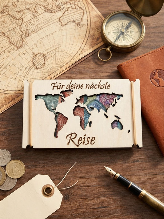 Holz-Geldkarte „Für deine nächste Reise" | Schollys - Schollys