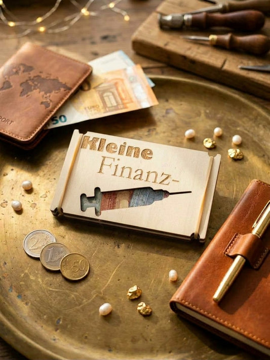 Holz-Geldkarte „Kleine Finanz-Spritze" | Schollys - Schollys