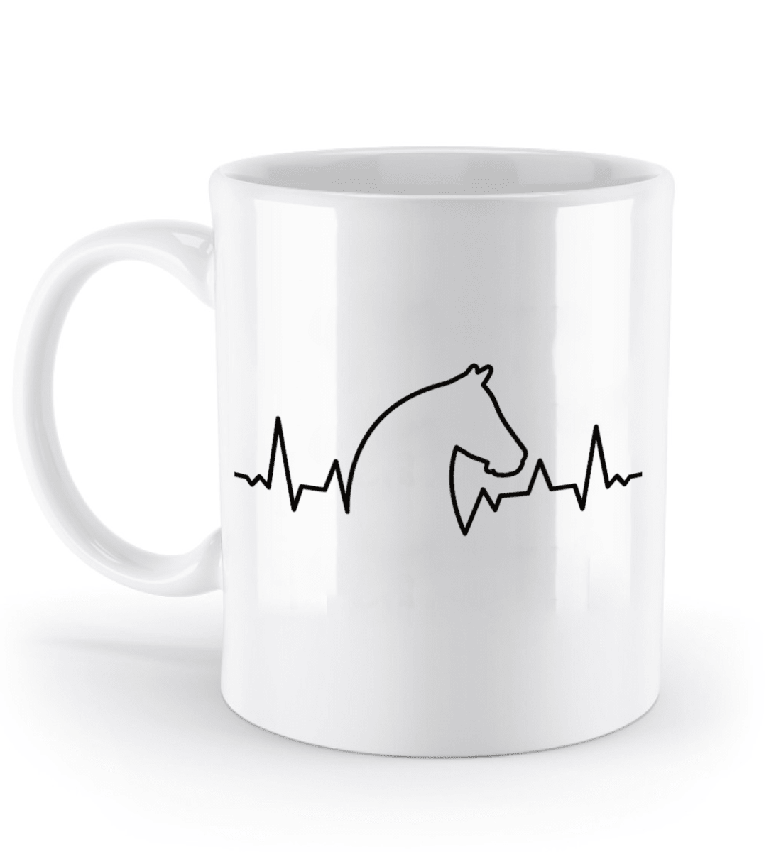 Tasse mit Herzschlag und Pferdekopf – personalisierbar mit Namen für Pferdeliebhaber | Schollys - Schollys