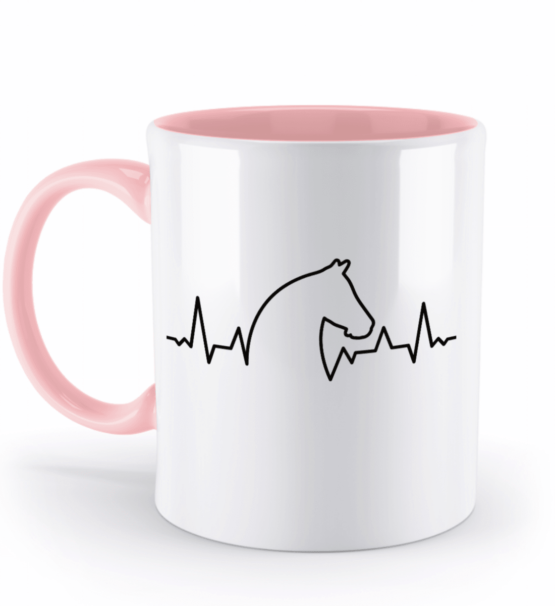 Tasse mit Herzschlag und Pferdekopf – personalisierbar mit Namen für Pferdeliebhaber | Schollys - Schollys