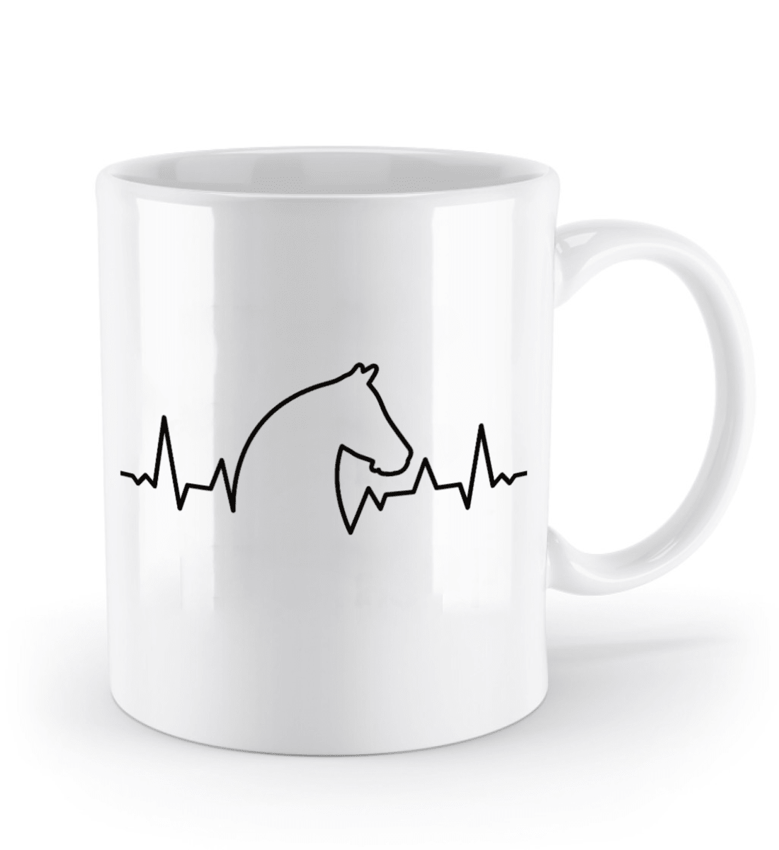 Tasse mit Herzschlag und Pferdekopf – personalisierbar mit Namen für Pferdeliebhaber | Schollys - Schollys