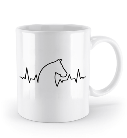 Tasse mit Herzschlag und Pferdekopf – personalisierbar mit Namen für Pferdeliebhaber | Schollys - Schollys