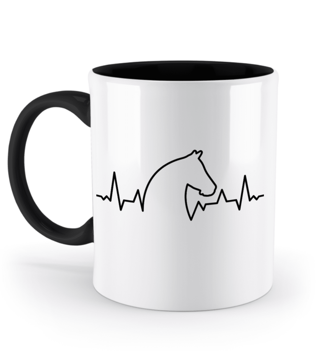 Tasse mit Herzschlag und Pferdekopf – personalisierbar mit Namen für Pferdeliebhaber | Schollys - Schollys