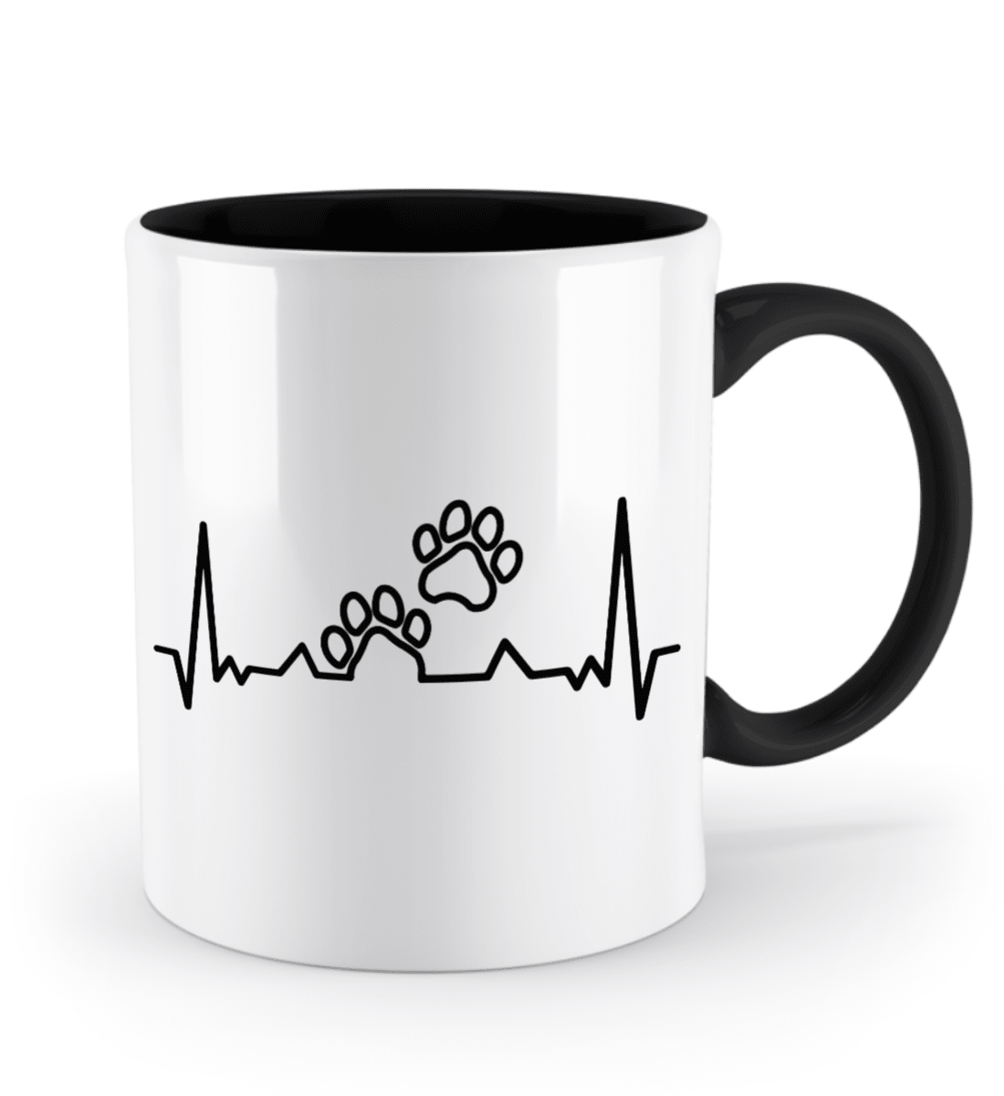 Tasse mit Herzschlag und zwei Pfoten – personalisierbar mit Namen für Tierliebhaber | Schollys - Schollys