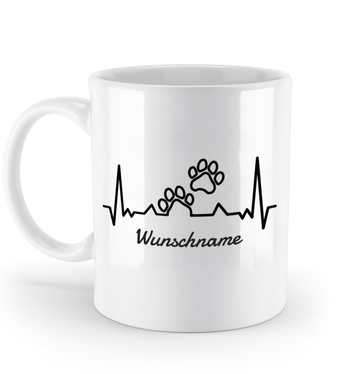 Tasse mit Herzschlag und zwei Pfoten – personalisierbar mit Namen für Tierliebhaber | Schollys - Schollys