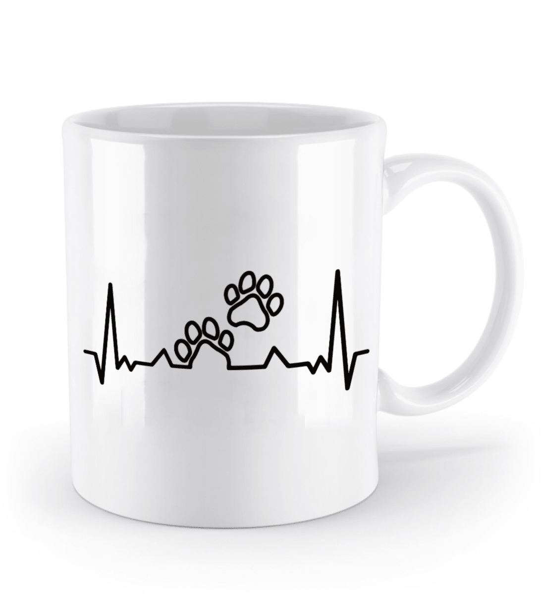 Tasse mit Herzschlag und zwei Pfoten – personalisierbar mit Namen für Tierliebhaber | Schollys - Schollys