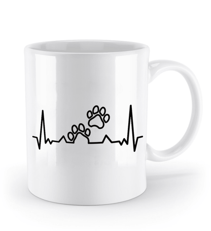 Tasse mit Herzschlag und zwei Pfoten – personalisierbar mit Namen für Tierliebhaber | Schollys - Schollys