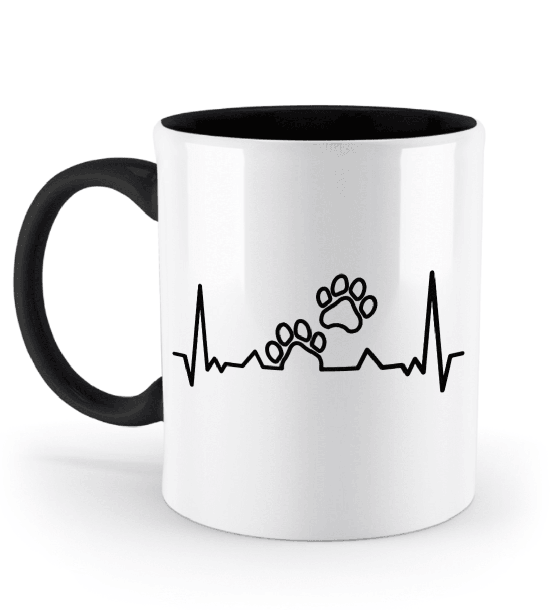 Tasse mit Herzschlag und zwei Pfoten – personalisierbar mit Namen für Tierliebhaber | Schollys - Schollys