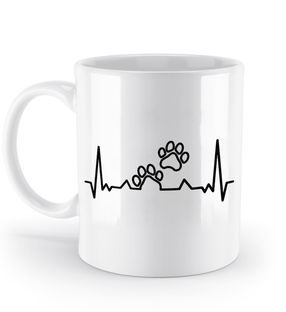 Tasse mit Herzschlag und zwei Pfoten – personalisierbar mit Namen für Tierliebhaber | Schollys - Schollys