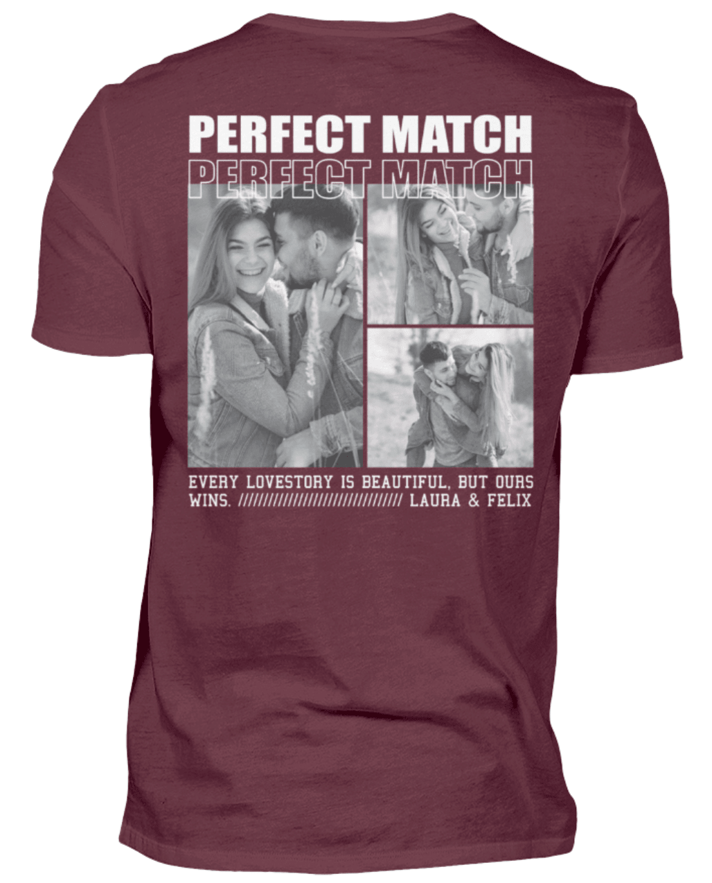 Valentinstag Partner Herren T-Shirt - "Perfect Match" - Backprint | Schollys - Schollys