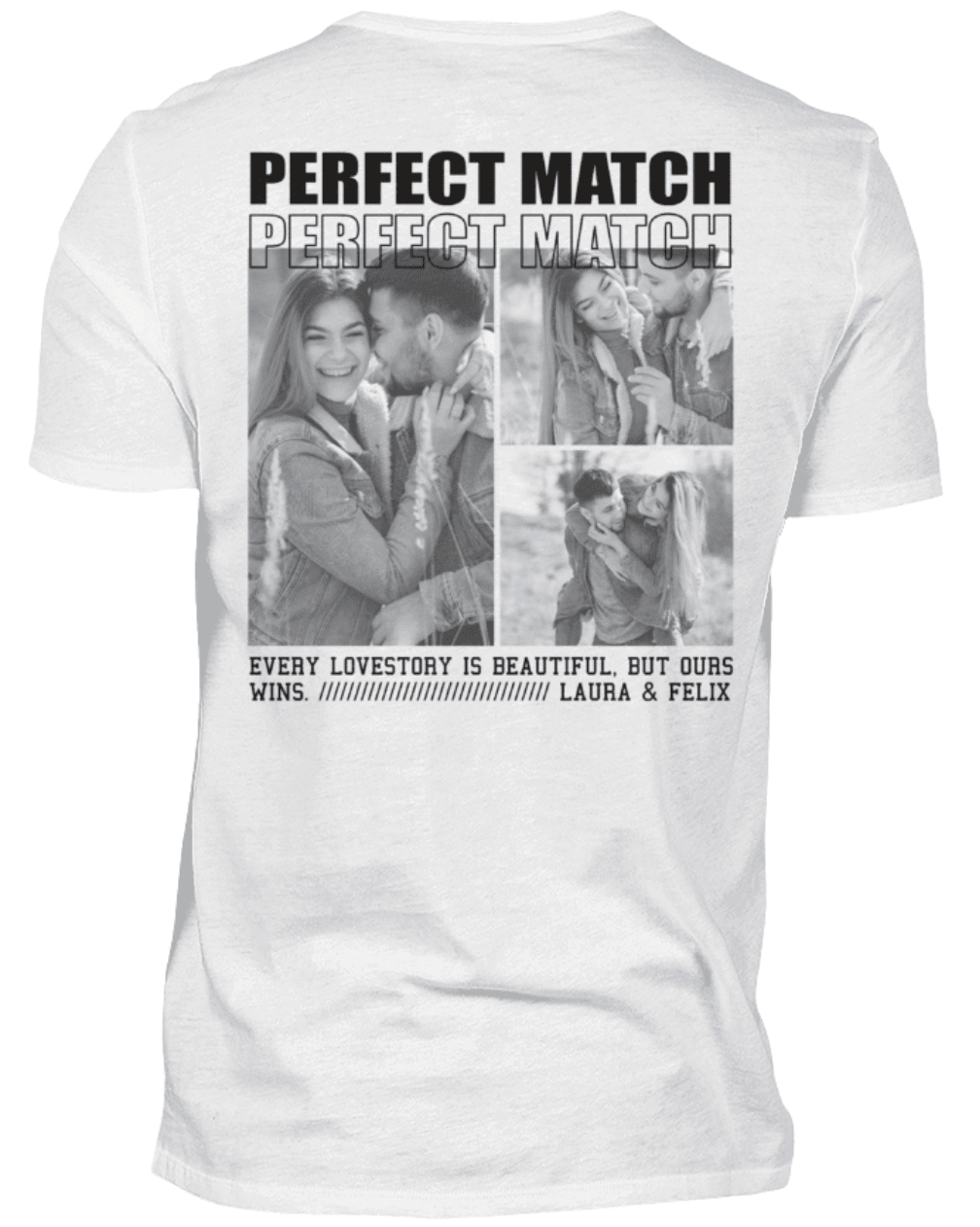 Valentinstag Partner Herren T-Shirt - "Perfect Match" - Backprint | Schollys - Schollys
