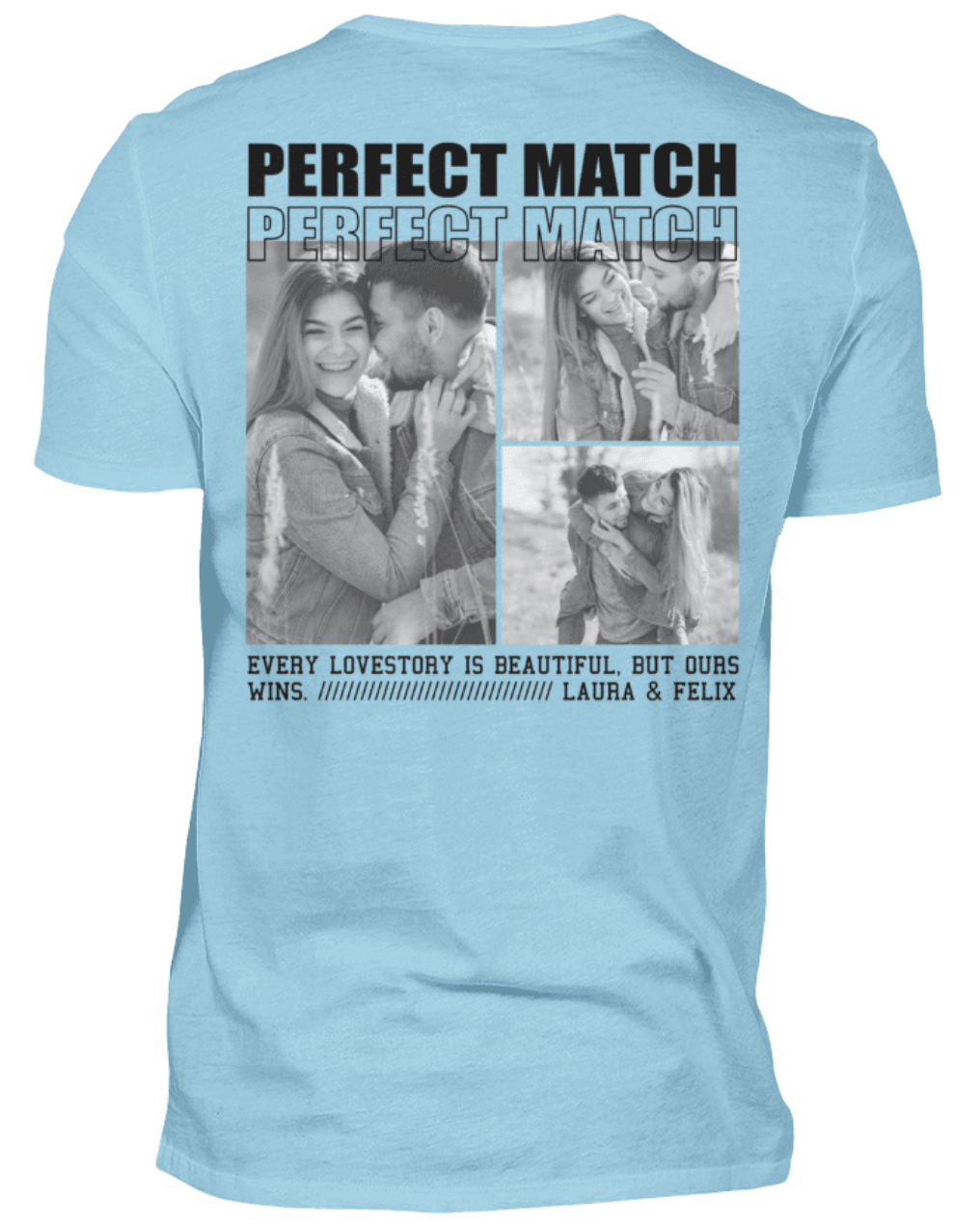 Valentinstag Partner Herren T-Shirt - "Perfect Match" - Backprint | Schollys - Schollys