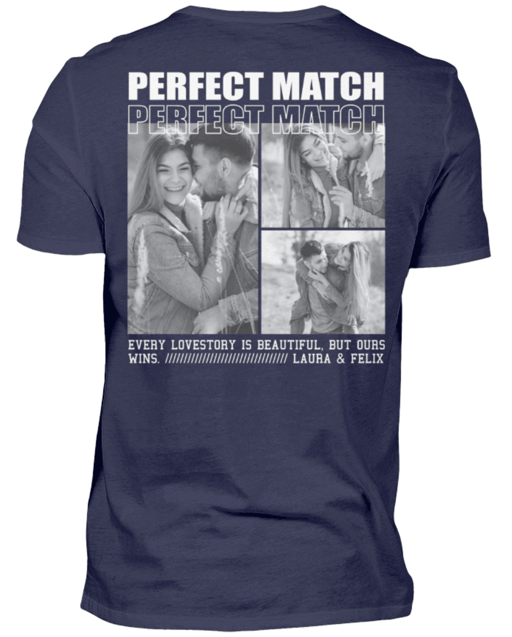 Valentinstag Partner Herren T-Shirt - "Perfect Match" - Backprint | Schollys - Schollys